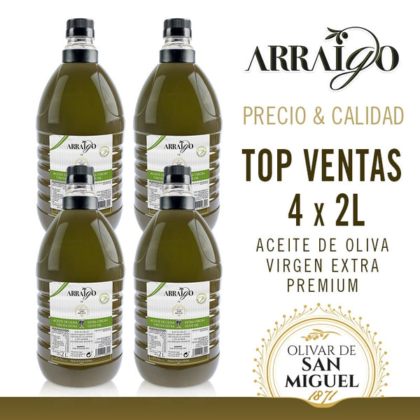 Aceite de Oliva Virgen Extra Arraigo sin filtrar 4 garrafas de 2 litros